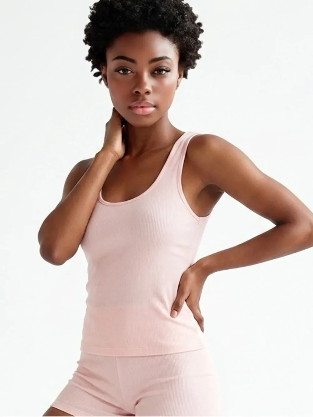NIKE | Ribbed Scoop Back Peach Tank Top Dri-Fit Ruched Sides Plus Sz Women’s 1X